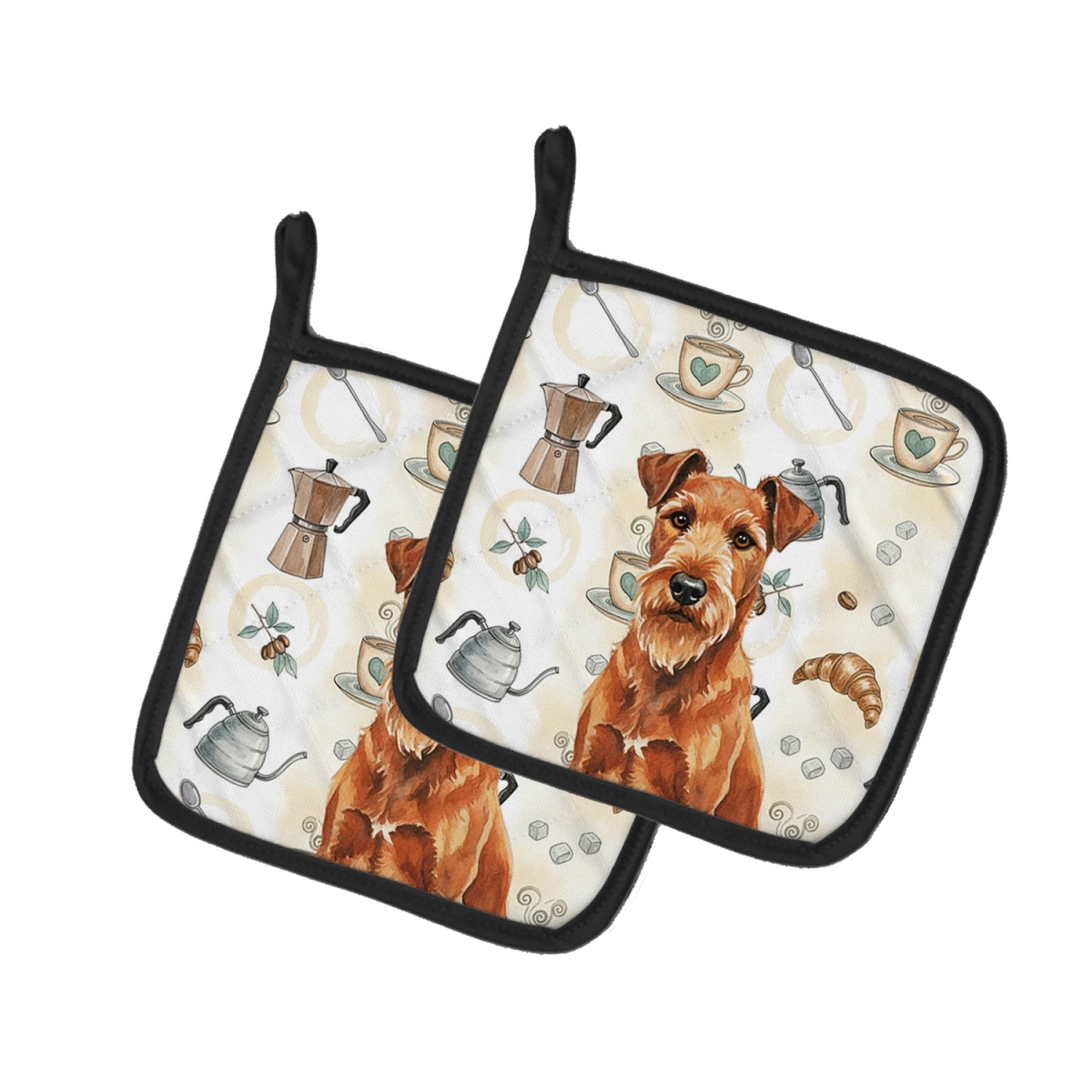 Picture of Carolines Treasures WDK7473PTHD 7.5 x 7.5 in. Irish Terrier Coffee Bar Pair of Pot Holders