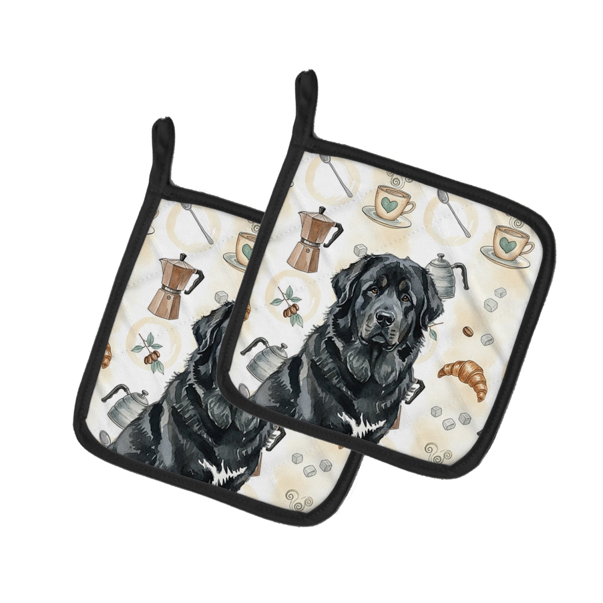 Picture of Carolines Treasures WDK7635PTHD 7.5 x 7.5 in. Black Tibetan Mastiff Coffee Bar Pair of Pot Holders