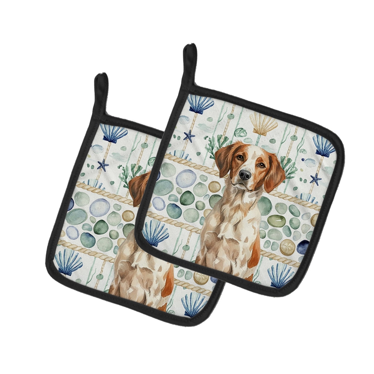 Picture of Carolines Treasures WDK6945PTHD 7.5 x 7.5 in. Roan Brittany Coastal Sea Glass Pair of Pot Holders