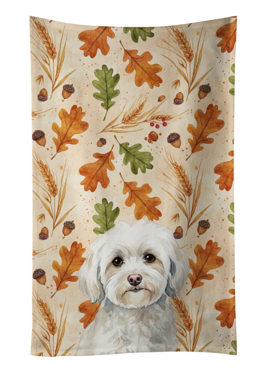 WDK7870KTWL 25 x 15 in. White Havanese Heirloom Fall Kitchen Towel