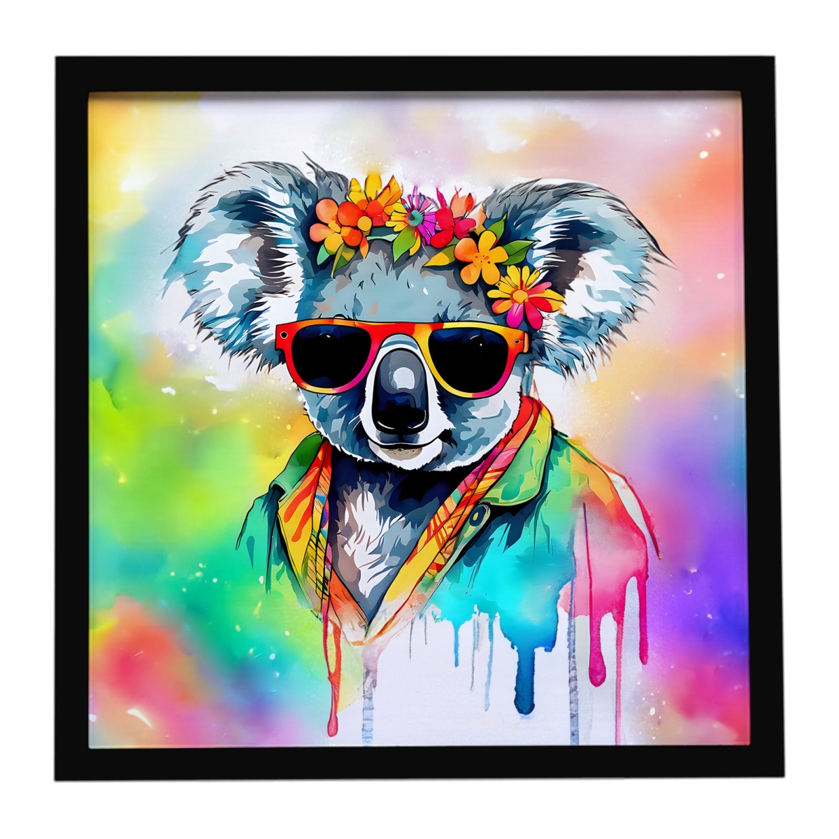 DAC4000MFP88 8 x 8 in. Hippie Animal Koala Framed Metal Print