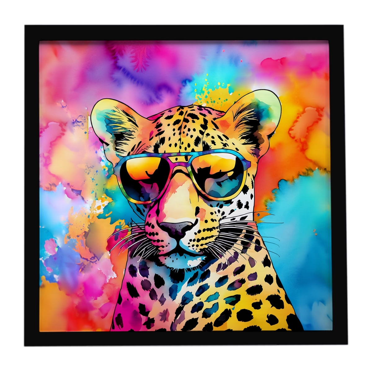 DAC4001MFP88 8 x 8 in. Hippie Animal Leopard Framed Metal Print