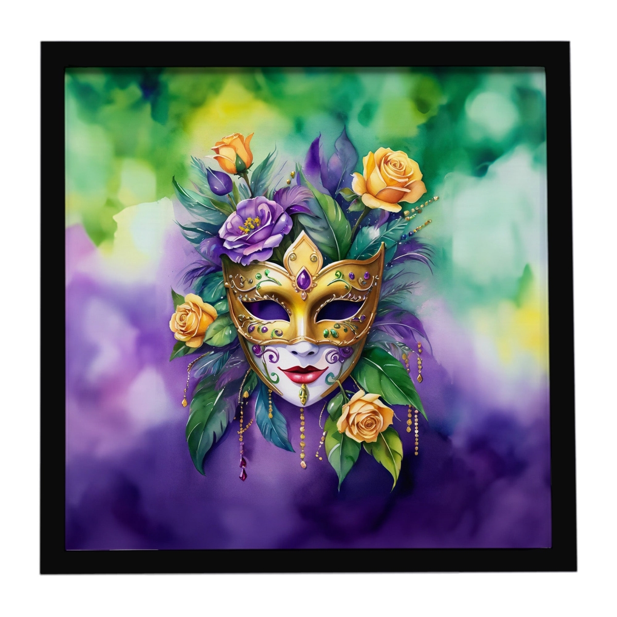 DAC5235MFP88 8 x 8 in. Mask Mardi Gras Framed Metal Print