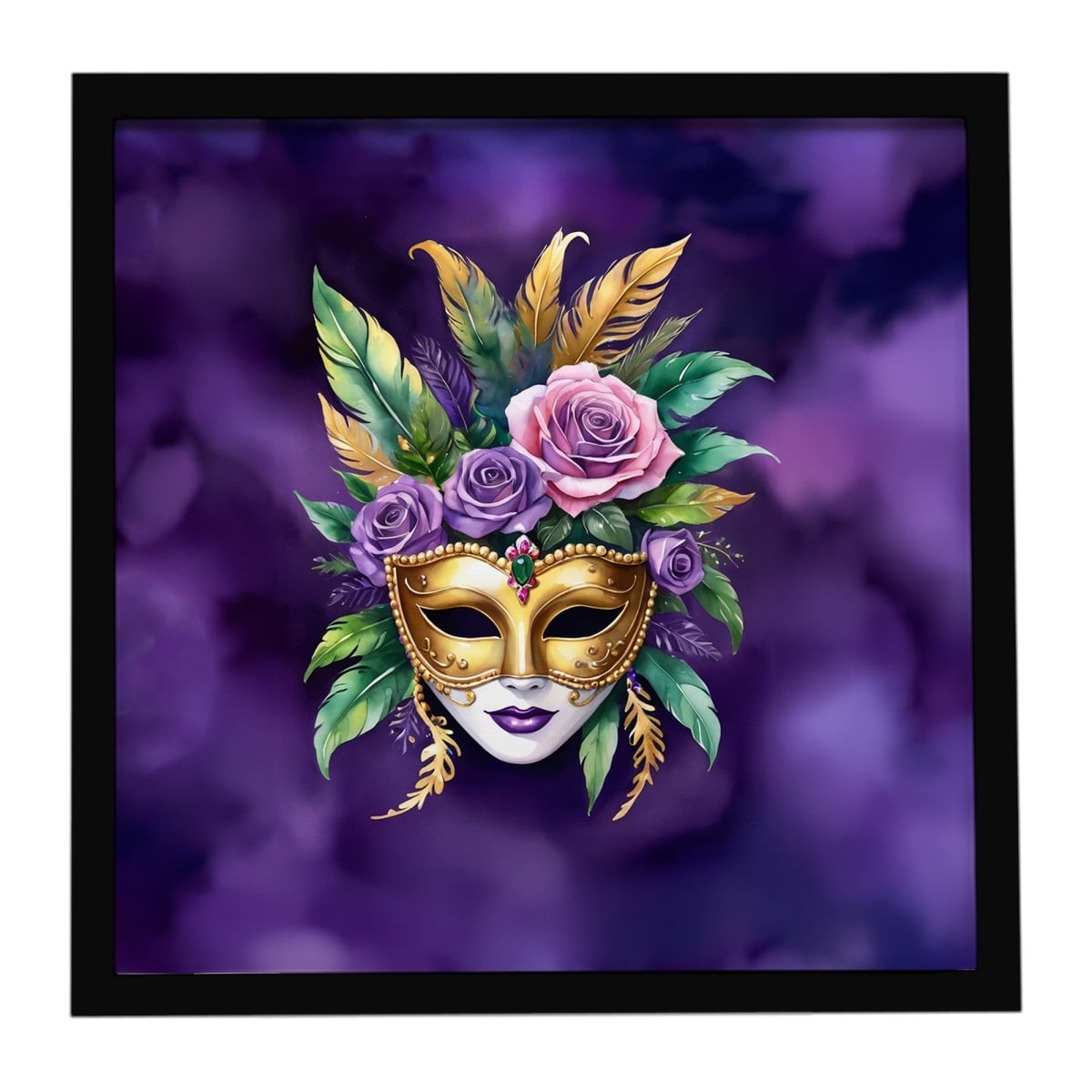 DAC5237MFP88 8 x 8 in. Mask Mardi Gras Framed Metal Print