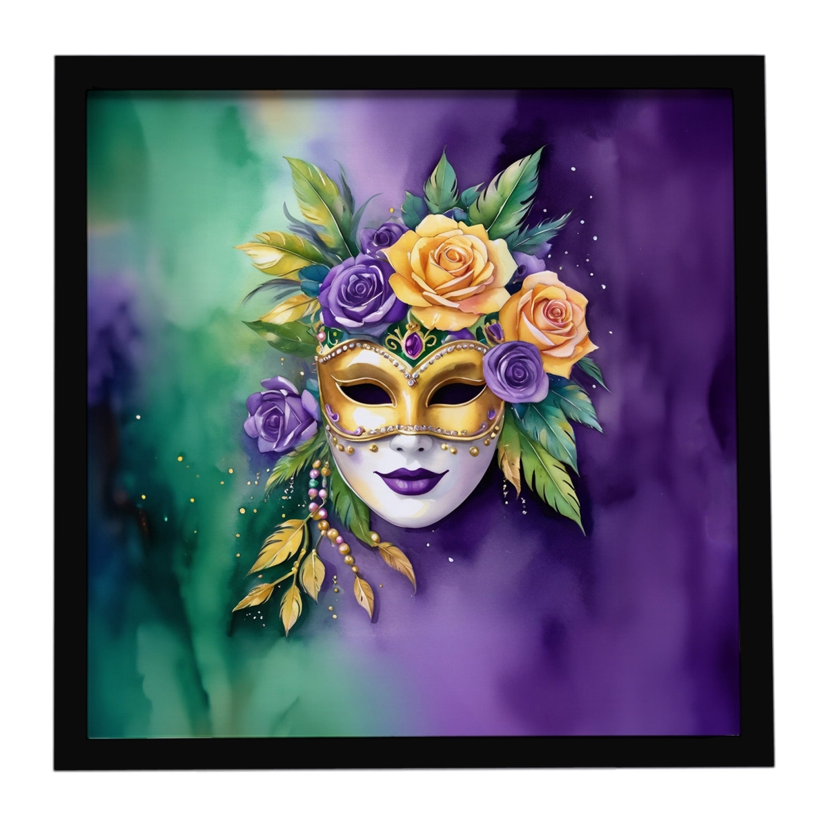 DAC5240MFP88 8 x 8 in. Mask Mardi Gras Framed Metal Print