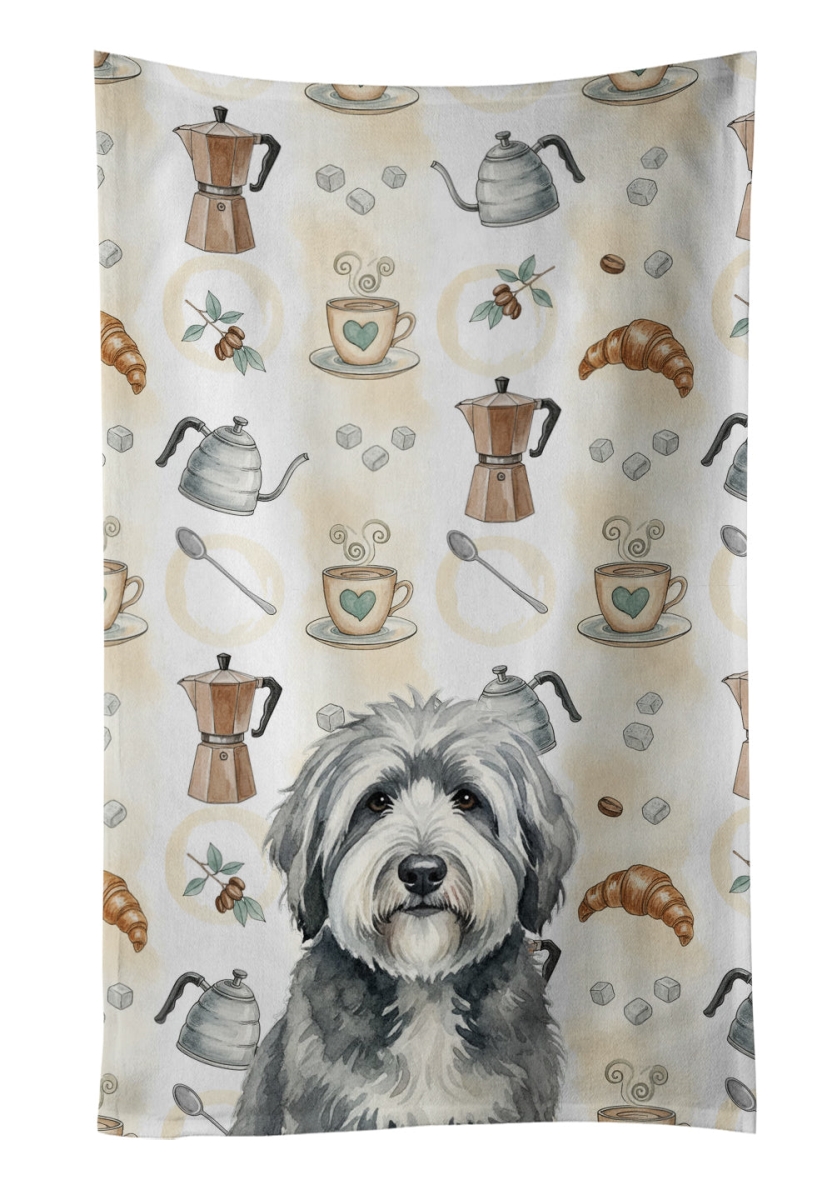 WDK7537KTWL 25 x 15 in. Gray & White Old English Sheepdog Coffee Bar Kitchen Towel