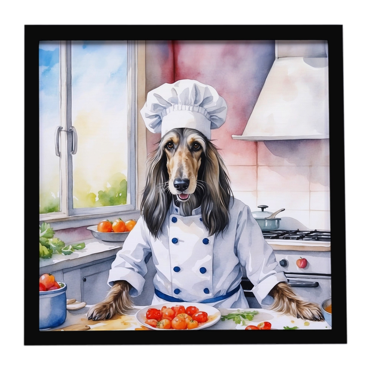 DAC6180MFP88 8 x 8 in. Afghan Hound The Chef Framed Metal Print