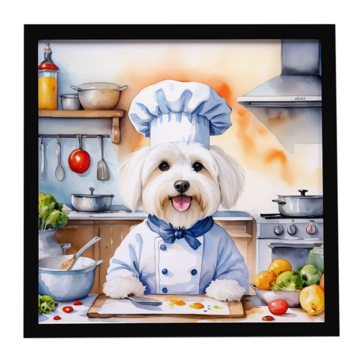 DAC6236MFP88 8 x 8 in. Coton de Tulear The Chef Framed Metal Print
