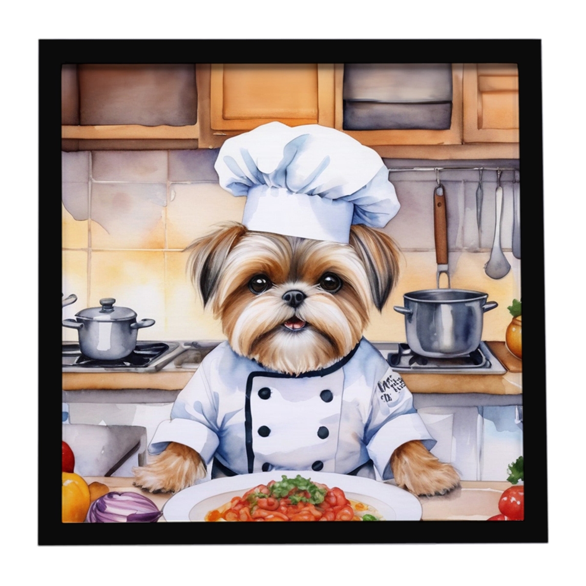 DAC6282MFP88 8 x 8 in. Lhasa Apso The Chef Framed Metal Print
