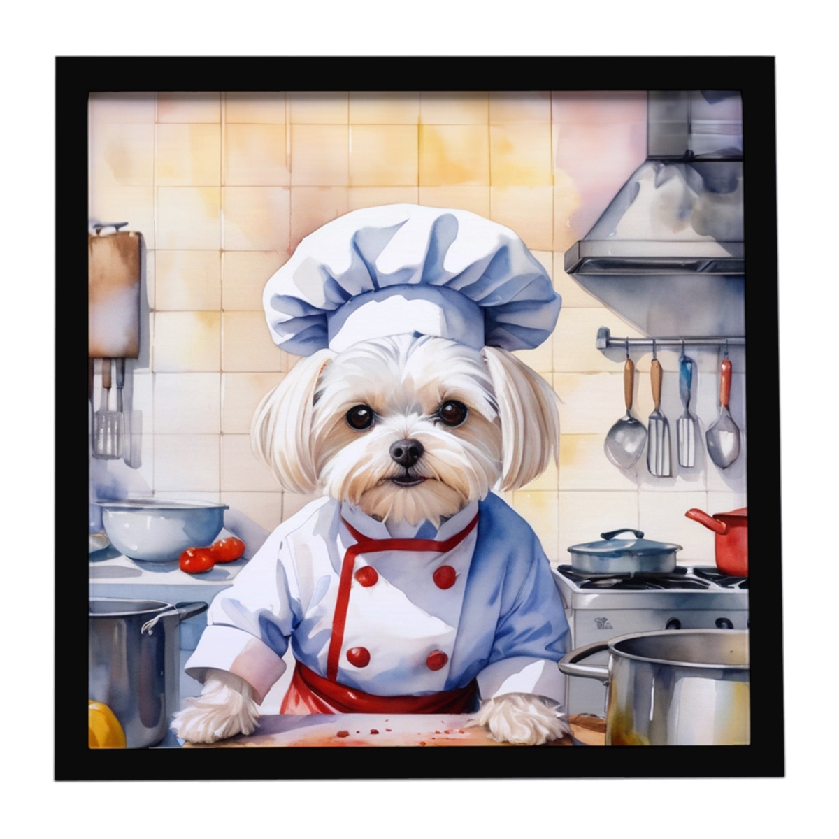 DAC6283MFP88 8 x 8 in. Maltese The Chef Framed Metal Print