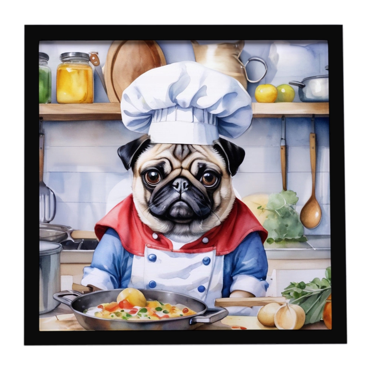 DAC6311MFP88 8 x 8 in. Pug The Chef Framed Metal Print