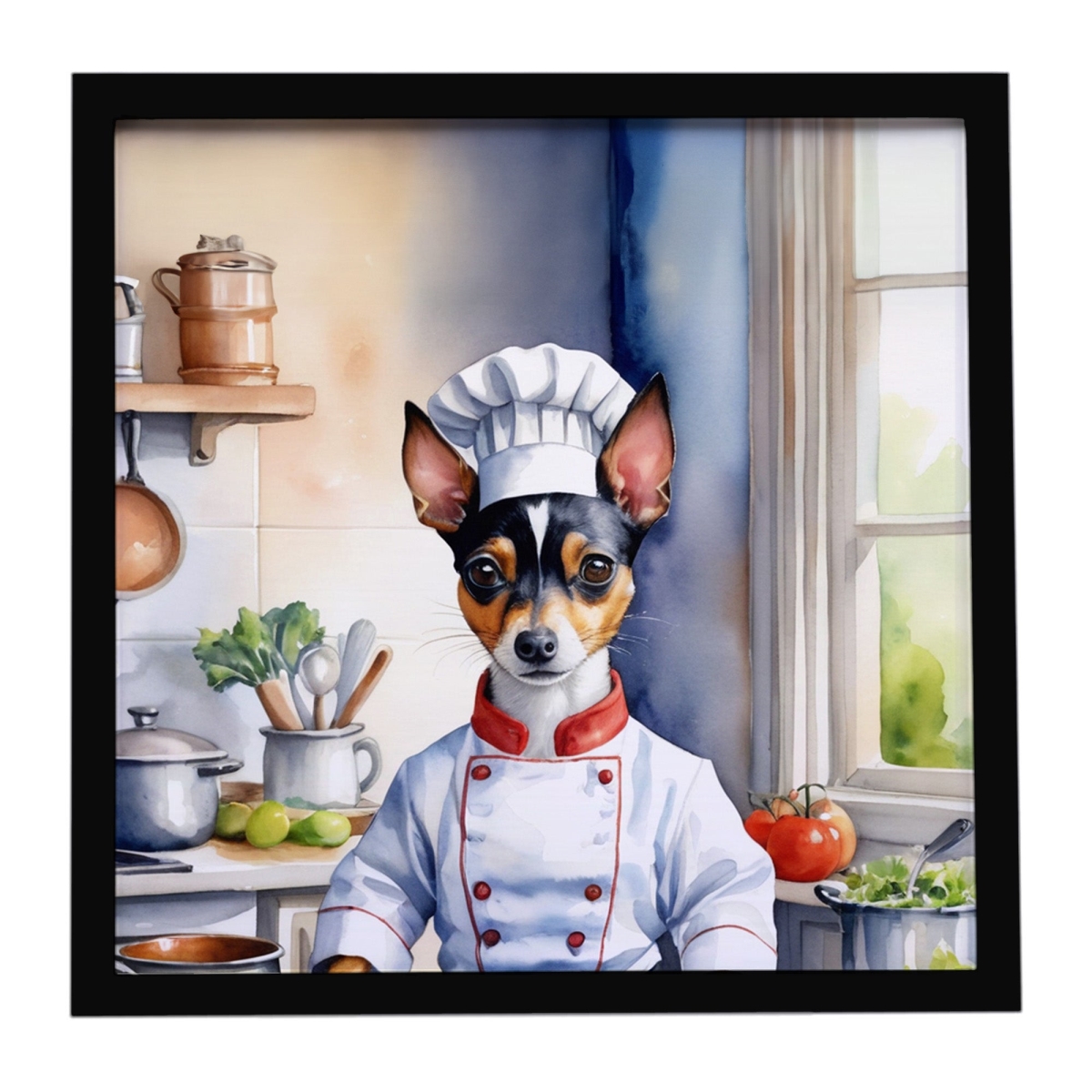 DAC6313MFP88 8 x 8 in. Rat Terrier The Chef Framed Metal Print