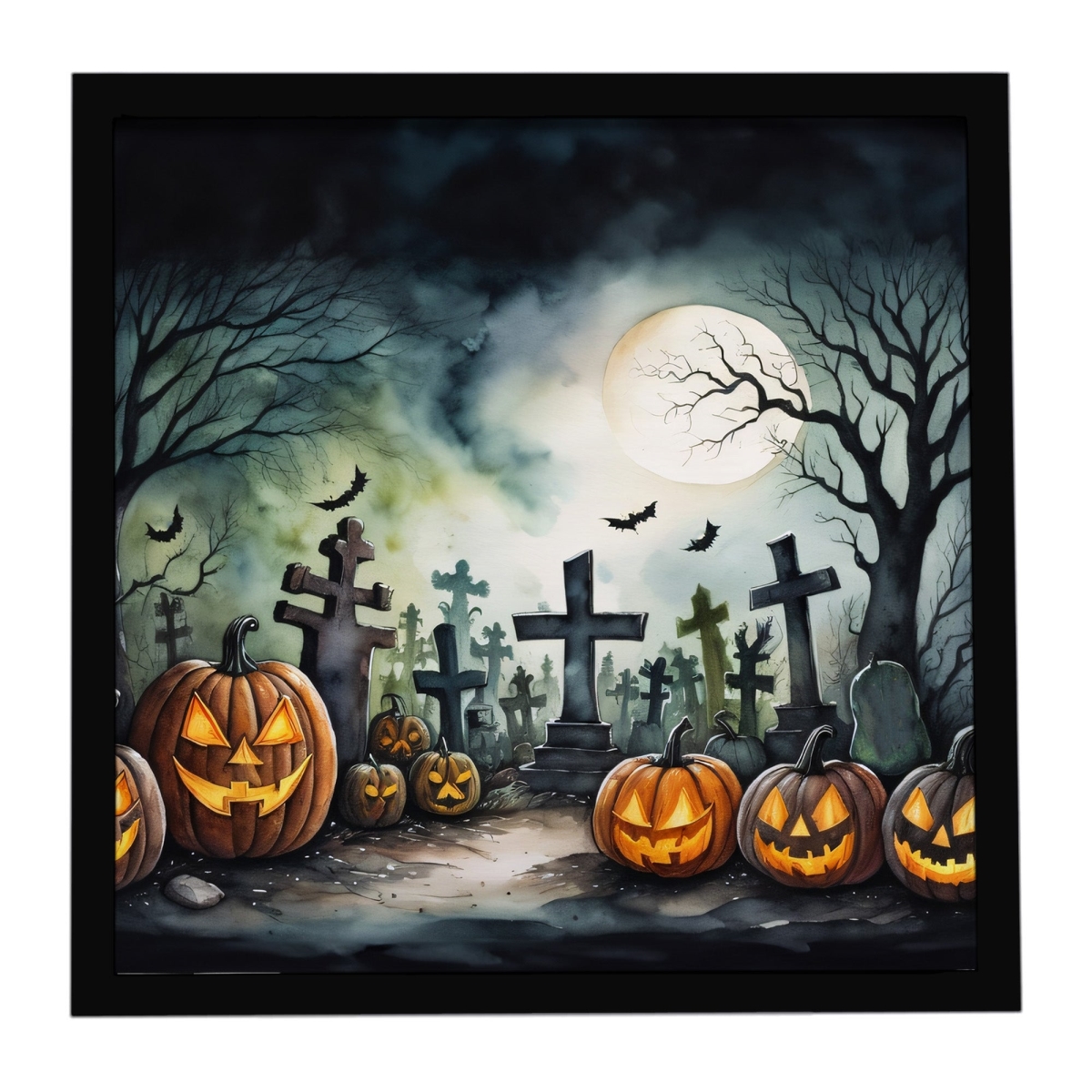 DAC2217MFP88 8 x 8 in. Graveyard Spooky Halloween Framed Metal Print