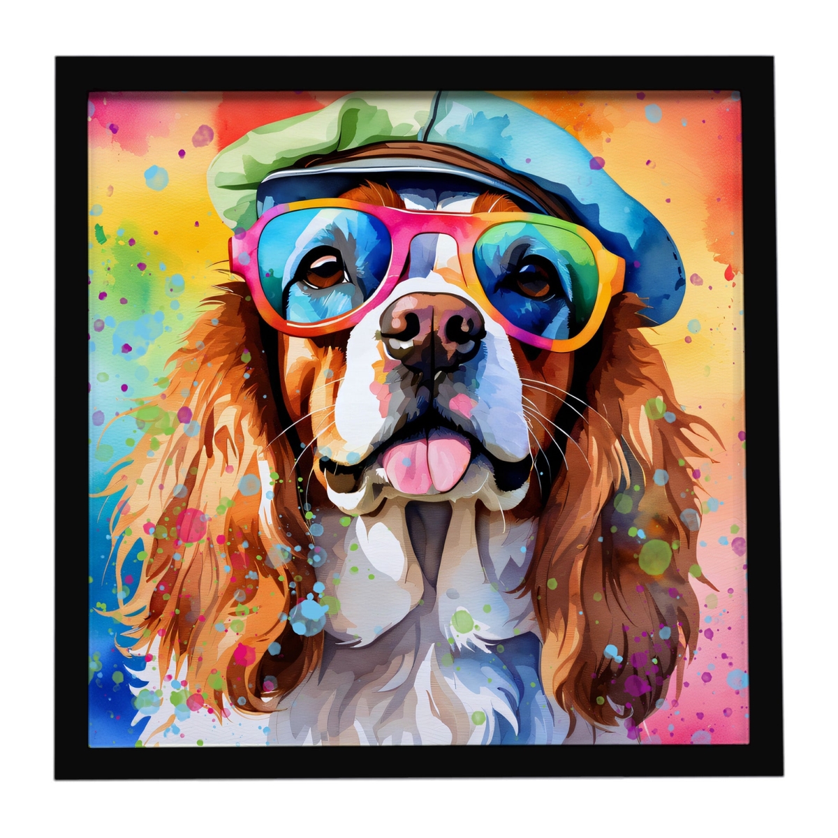 DAC2485MFP88 8 x 8 in. Cavalier Spaniel Hippie Dawg Framed Metal Print
