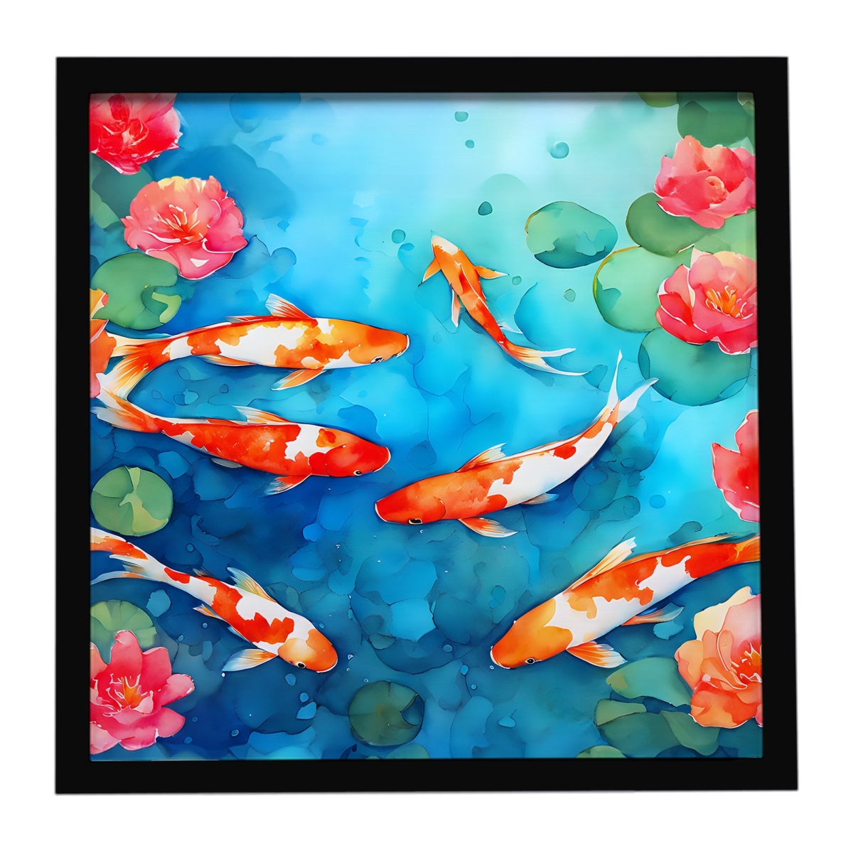 DAC2795MFP88 8 x 8 in. Koi Fish Framed Metal Print