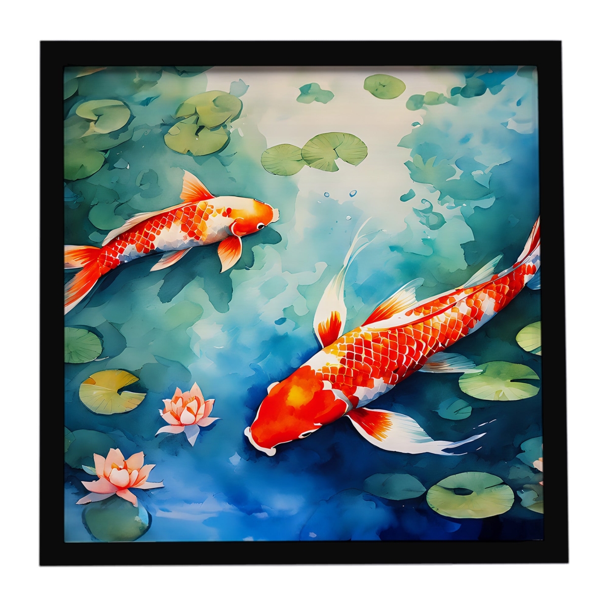 DAC2798MFP88 8 x 8 in. Koi Fish Framed Metal Print