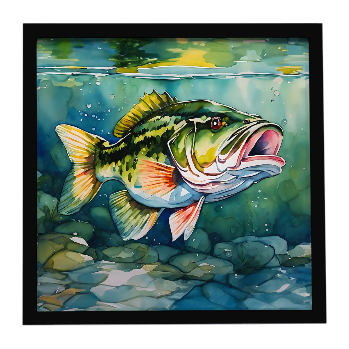 DAC2804MFP88 8 x 8 in. Largemouth Bass Framed Metal Print