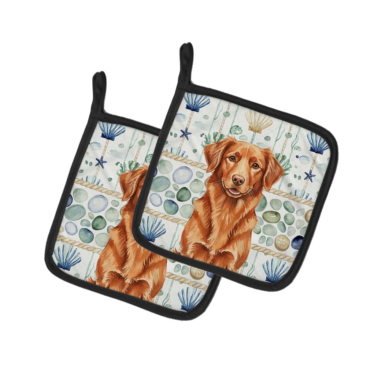 Picture of Carolines Treasures WDK7134PTHD 7.5 x 7.5 in. Copper Nova Scotia Duck Tolling Retriever Coastal Sea Glass Pair of Pot Holders