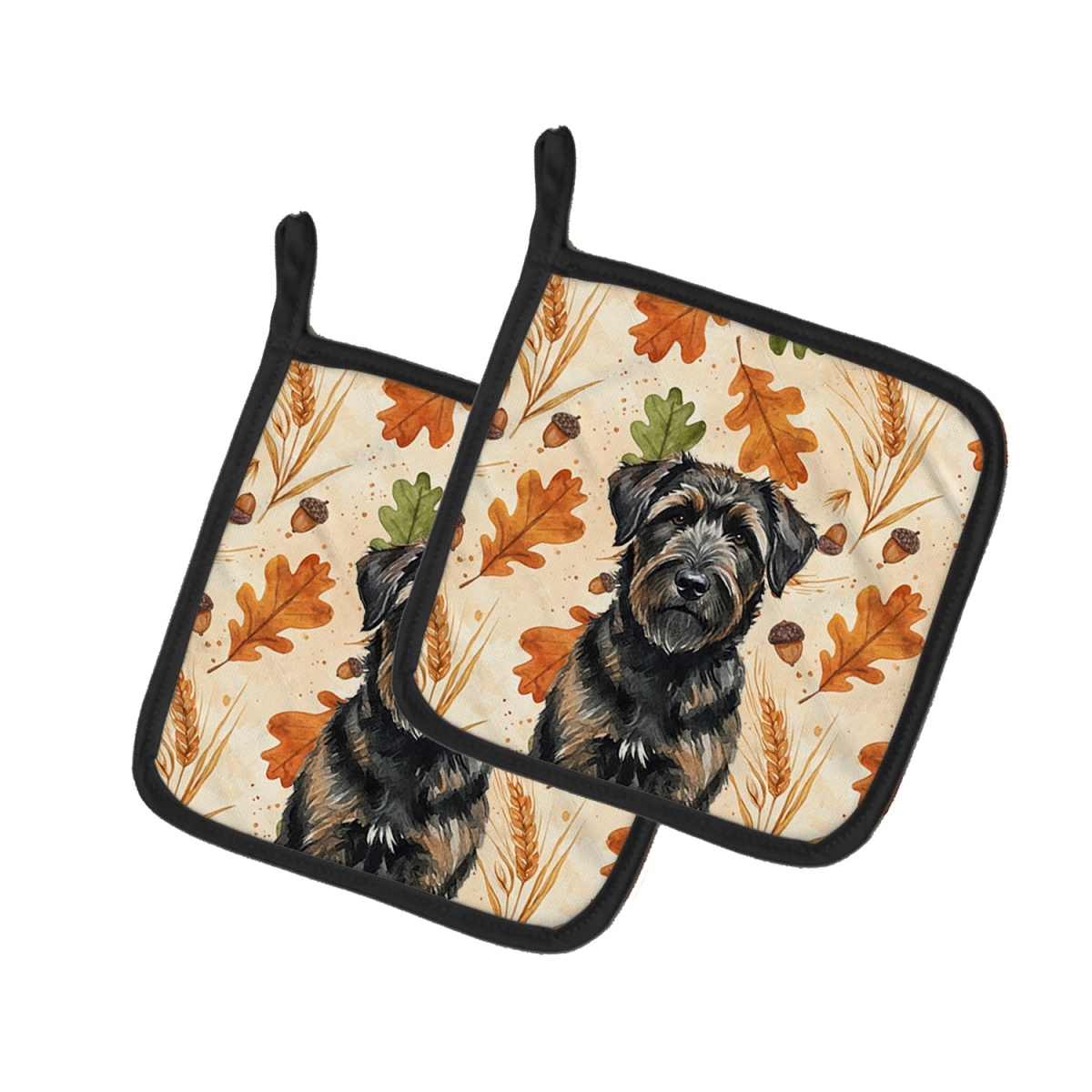 Picture of Carolines Treasures WDK7734PTHD 7.5 x 7.5 in. Brindle Bouvier des Flandres Heirloom Fall Pair of Pot Holders