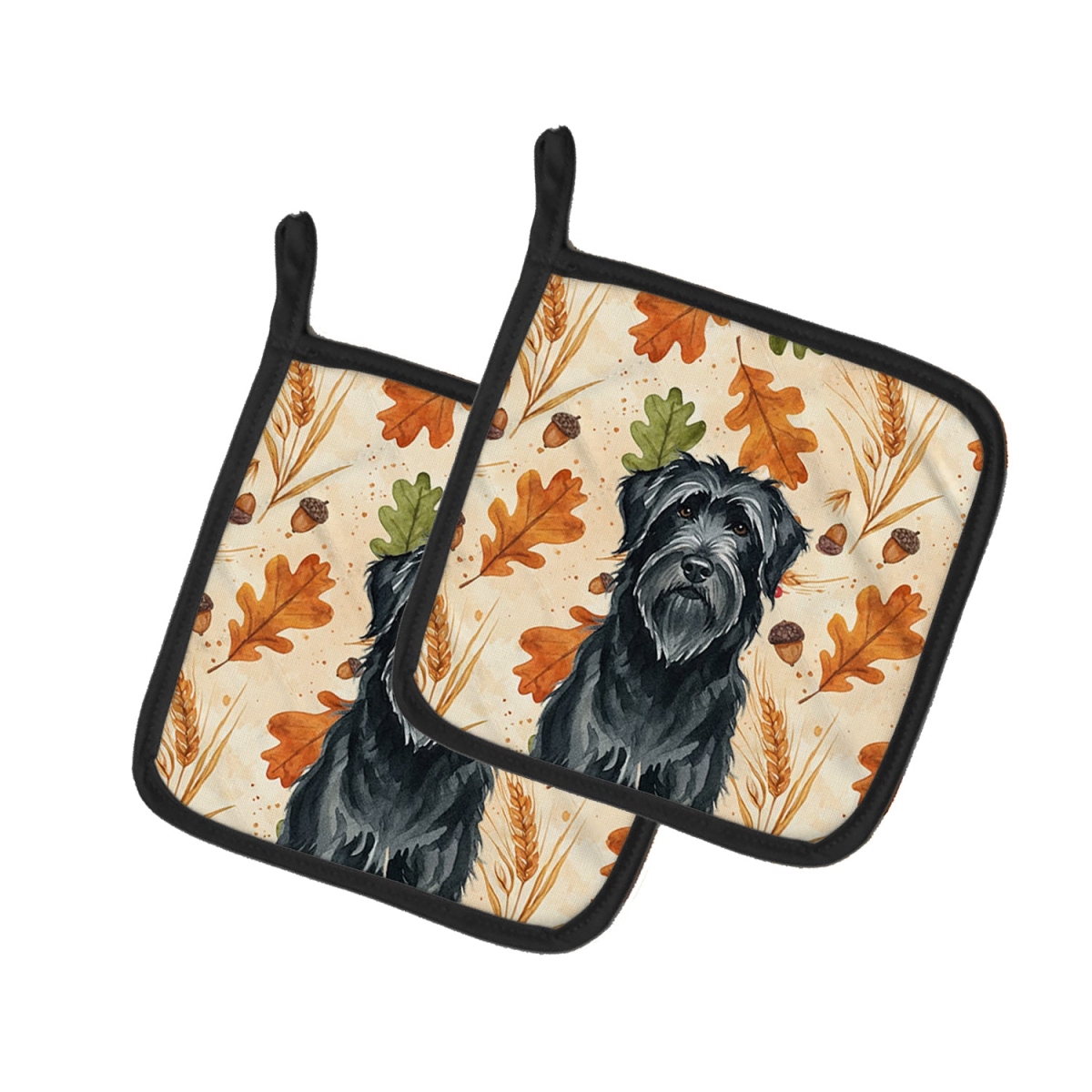 Picture of Carolines Treasures WDK7740PTHD 7.5 x 7.5 in. Black Briard Heirloom Fall Pair of Pot Holders