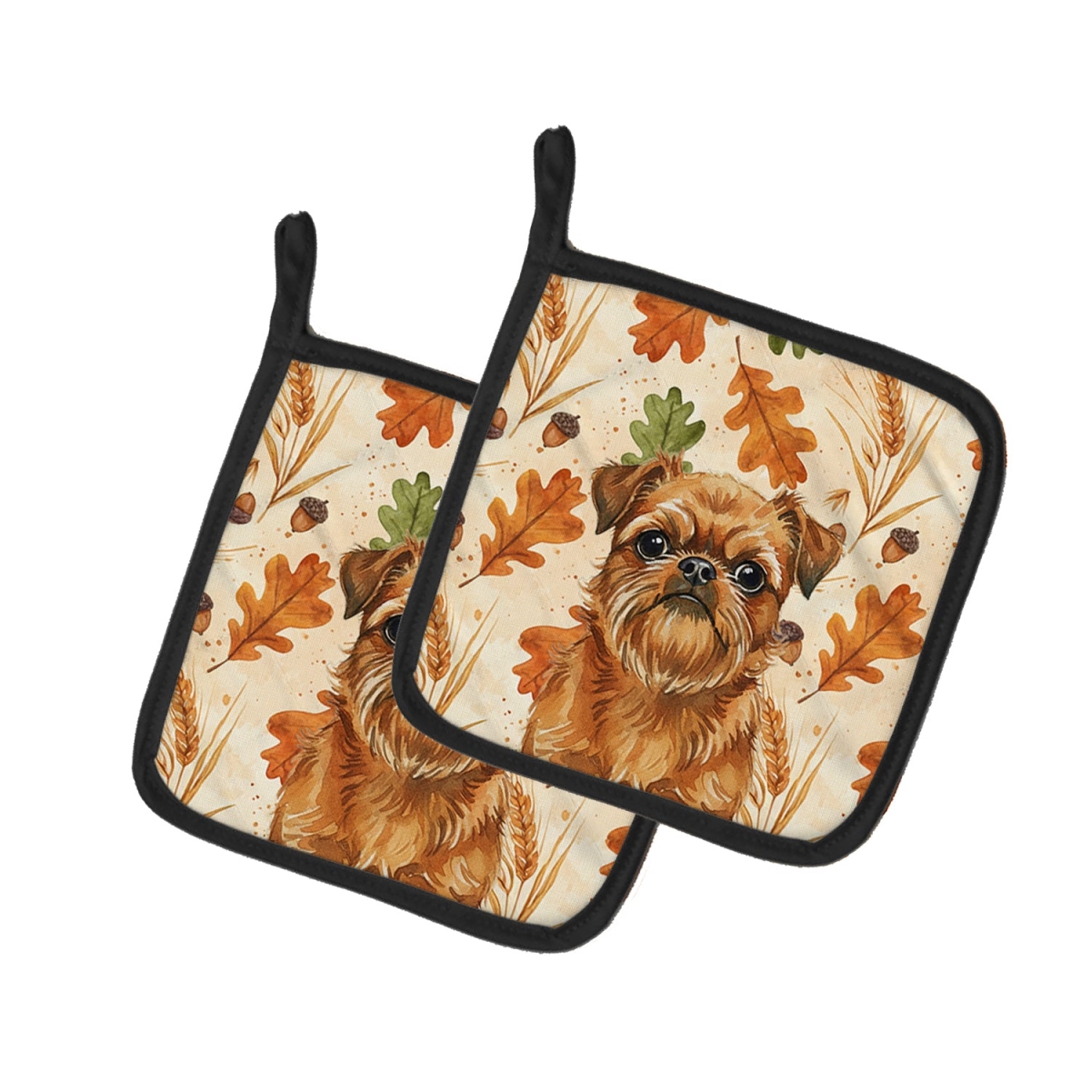 Picture of Carolines Treasures WDK7746PTHD 7.5 x 7.5 in. Belge Brussels Griffon Heirloom Fall Pair of Pot Holders