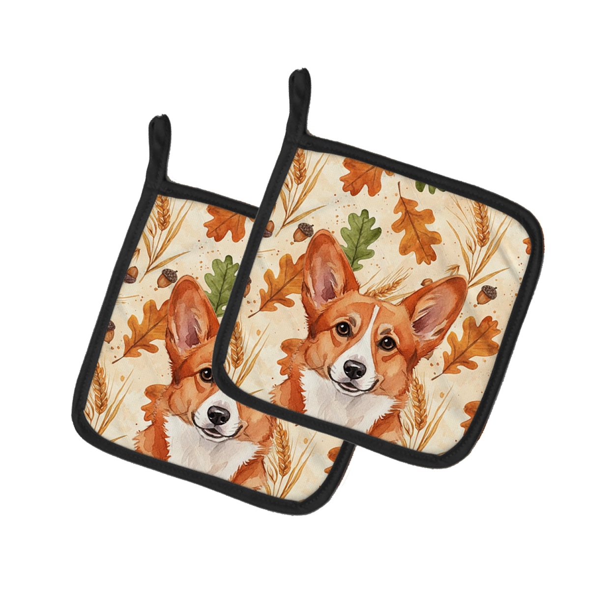 Picture of Carolines Treasures WDK7761PTHD 7.5 x 7.5 in. Red Cardigan Welsh Corgi Heirloom Fall Pair of Pot Holders