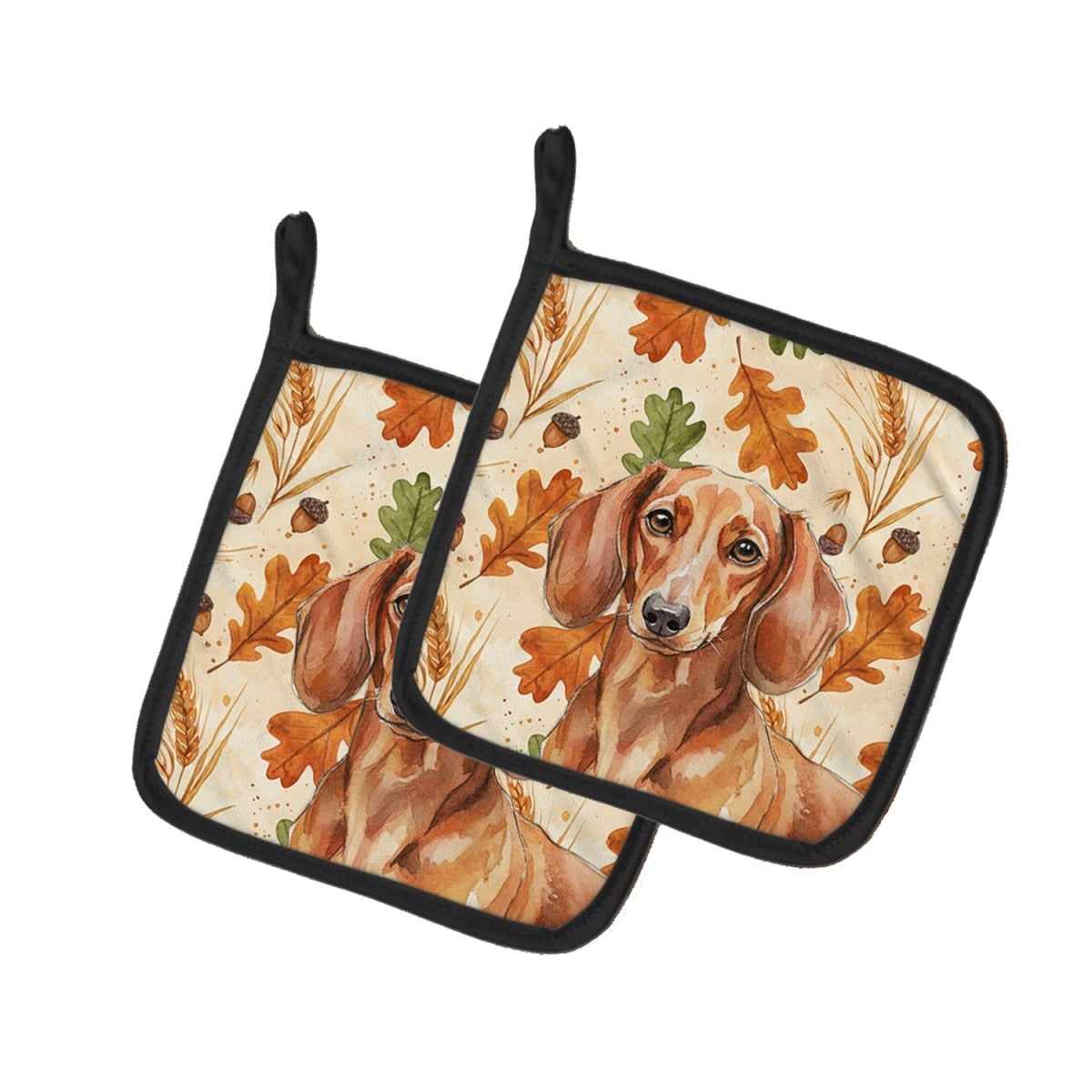 Picture of Carolines Treasures WDK7800PTHD 7.5 x 7.5 in. Red Brown Dachshund Heirloom Fall Pair of Pot Holders