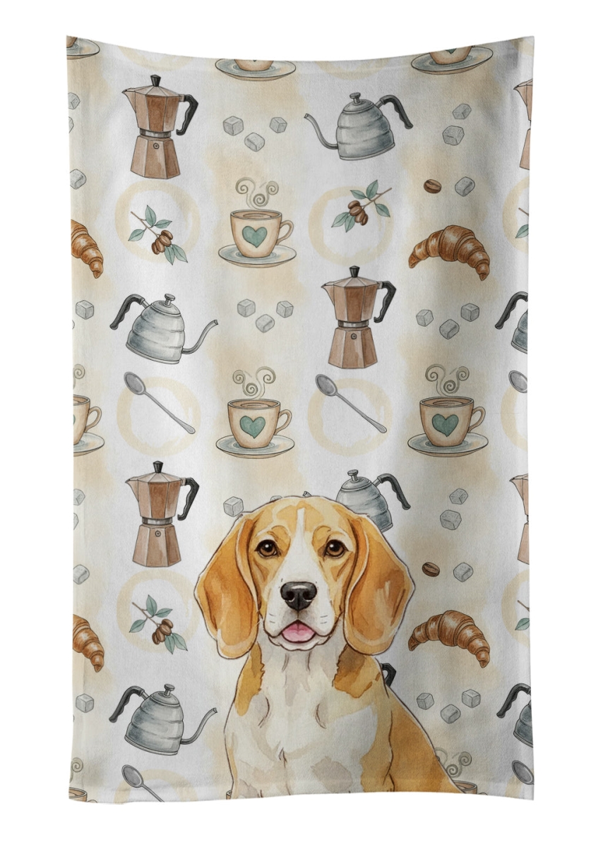 WDK7300KTWL 25 x 15 in. Lemon & White Beagle Coffee Bar Kitchen Towel