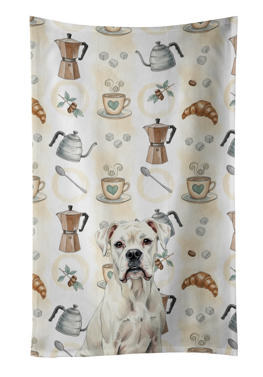 WDK7337KTWL 25 x 15 in. White Boxer Coffee Bar Kitchen Towel