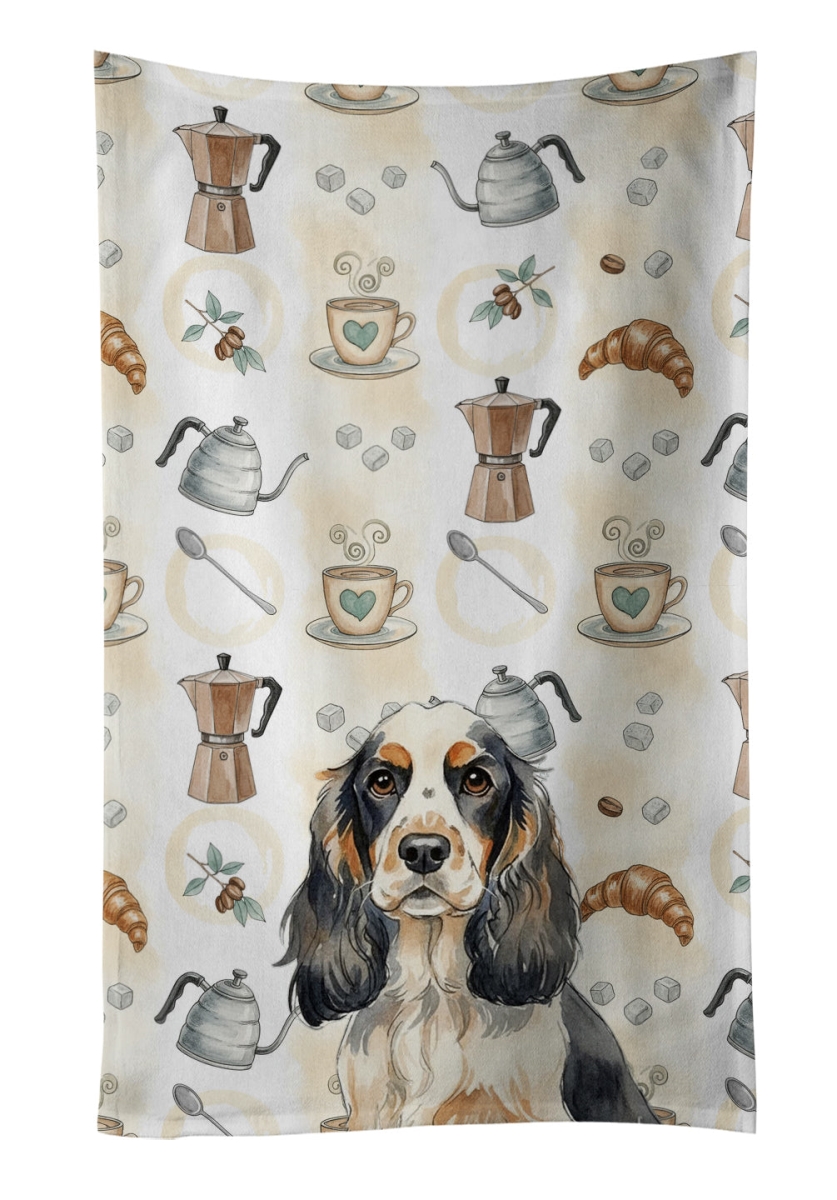 WDK7384KTWL 25 x 15 in. Parti Cocker Spaniel Coffee Bar Kitchen Towel