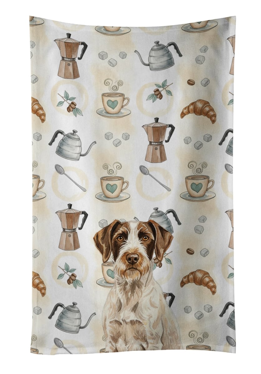 WDK7449KTWL 25 x 15 in. Liver & White German Wirehaired Pointer Coffee Bar Kitchen Towel