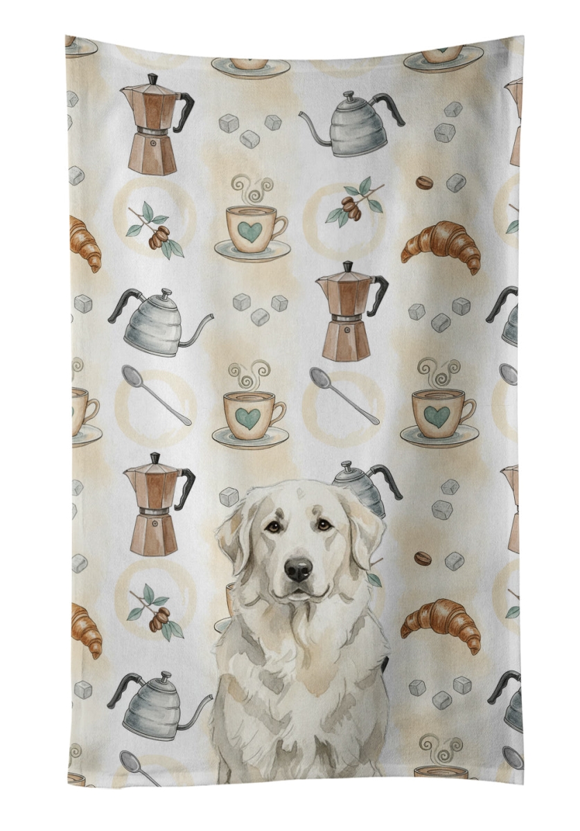 WDK7458KTWL 25 x 15 in. White Great Pyrenees Coffee Bar Kitchen Towel