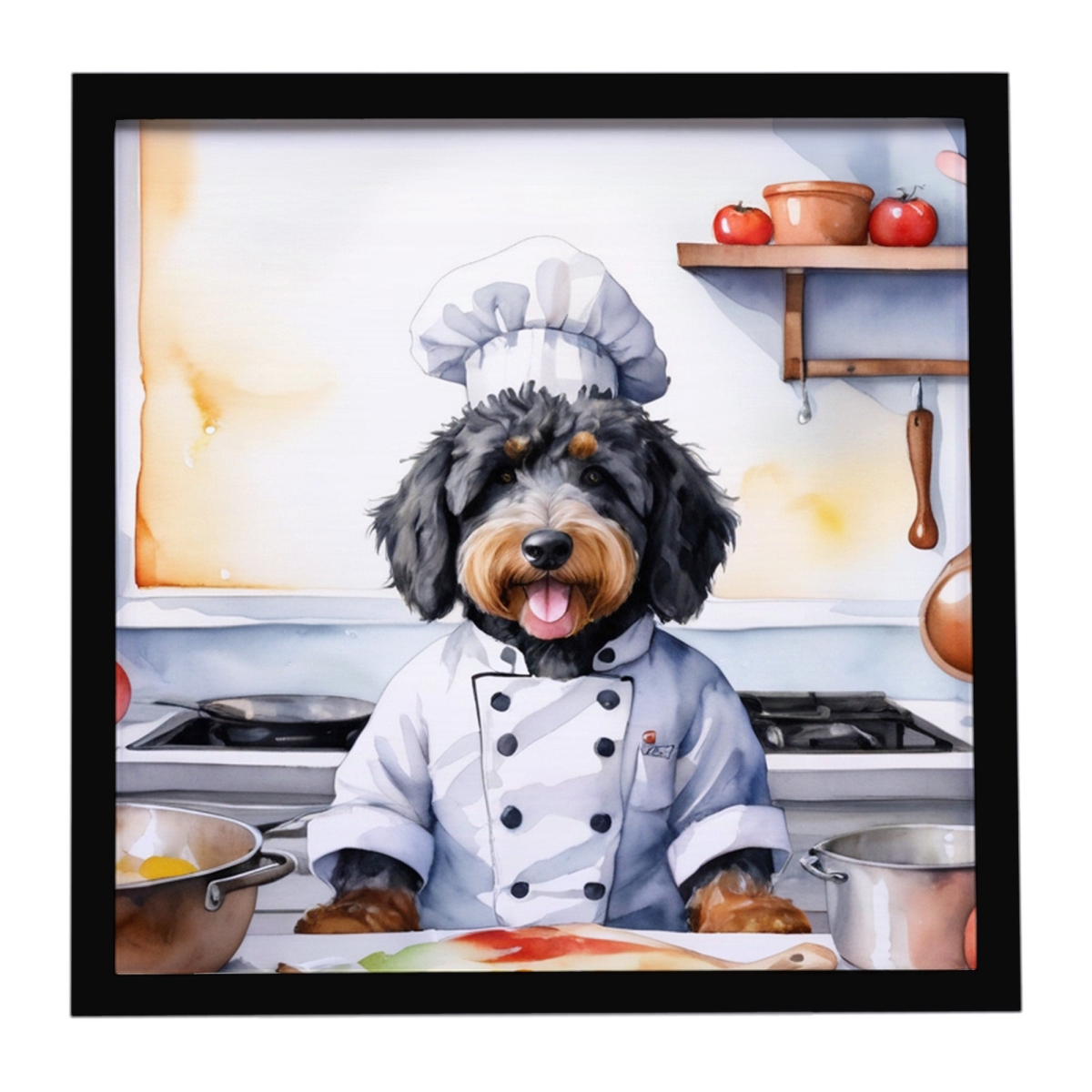 DAC6205MFP88 8 x 8 in. Berne Doodle The Chef Framed Metal Print