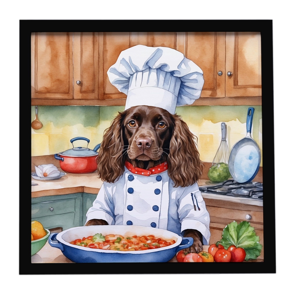 DAC6220MFP88 8 x 8 in. Boykin Spaniel The Chef Framed Metal Print