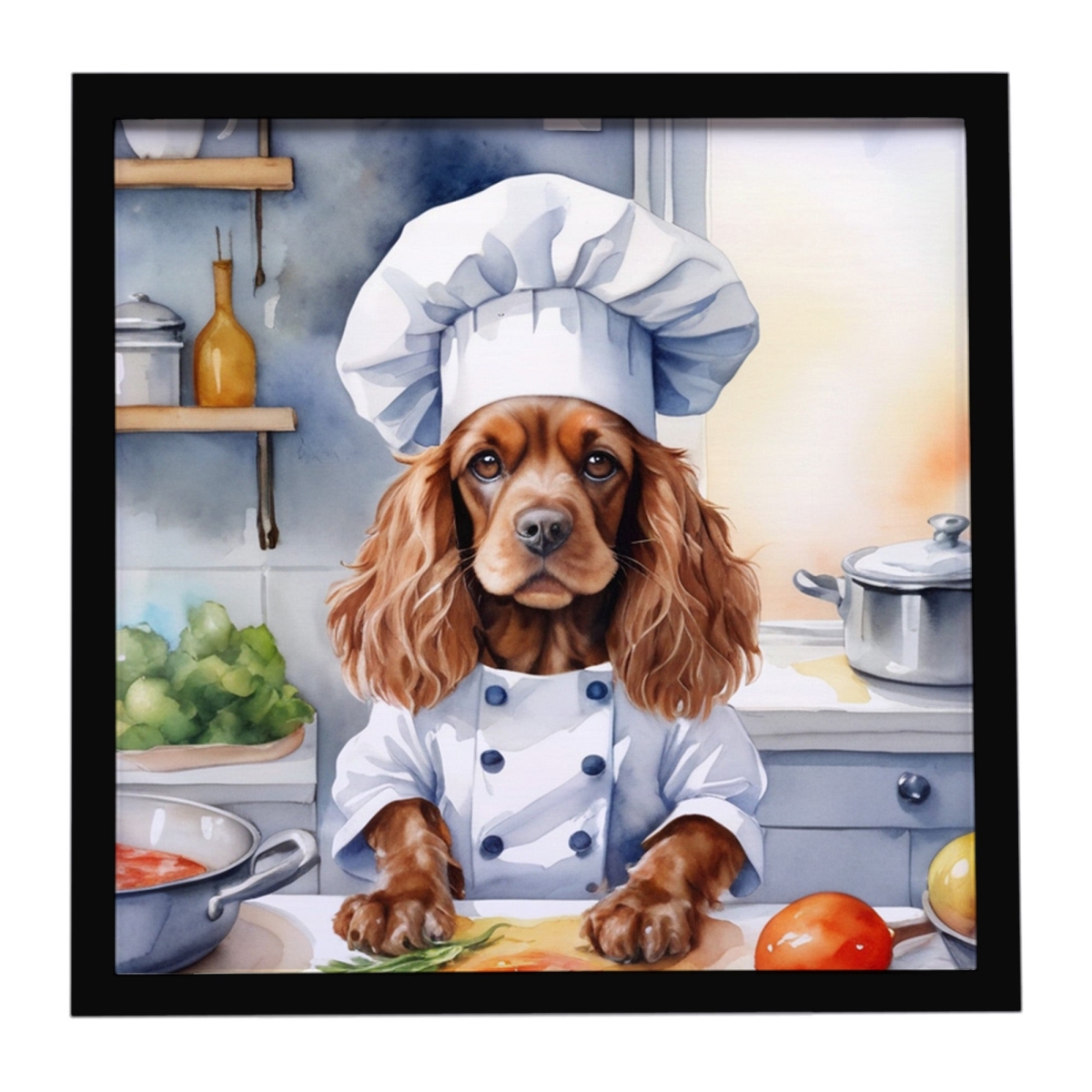 DAC6234MFP88 8 x 8 in. Cocker Spaniel The Chef Framed Metal Print