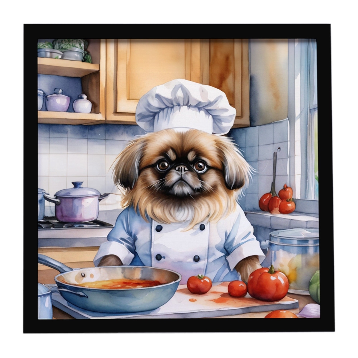DAC6297MFP88 8 x 8 in. Pekingese The Chef Framed Metal Print