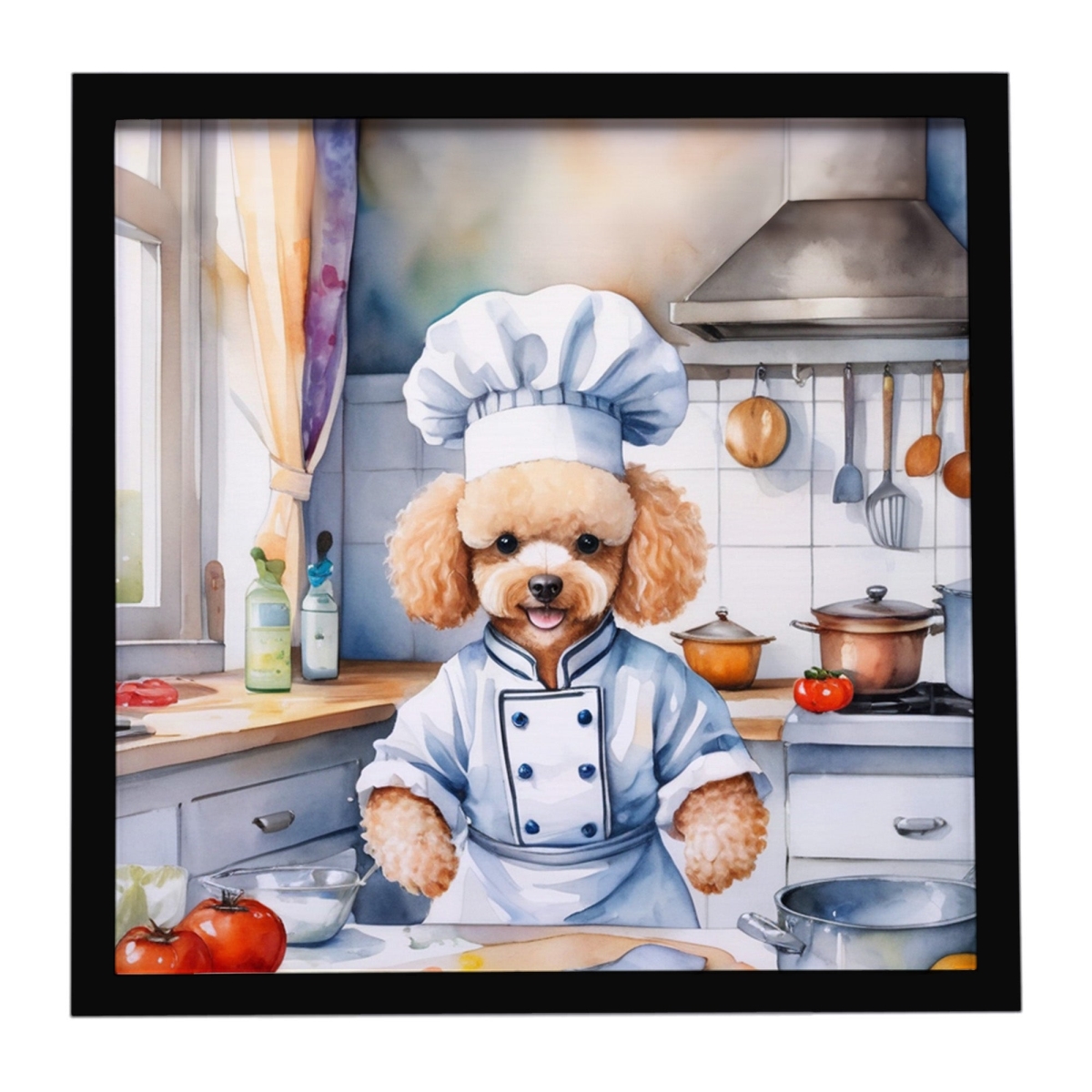 DAC6308MFP88 8 x 8 in. Poodle The Chef Framed Metal Print
