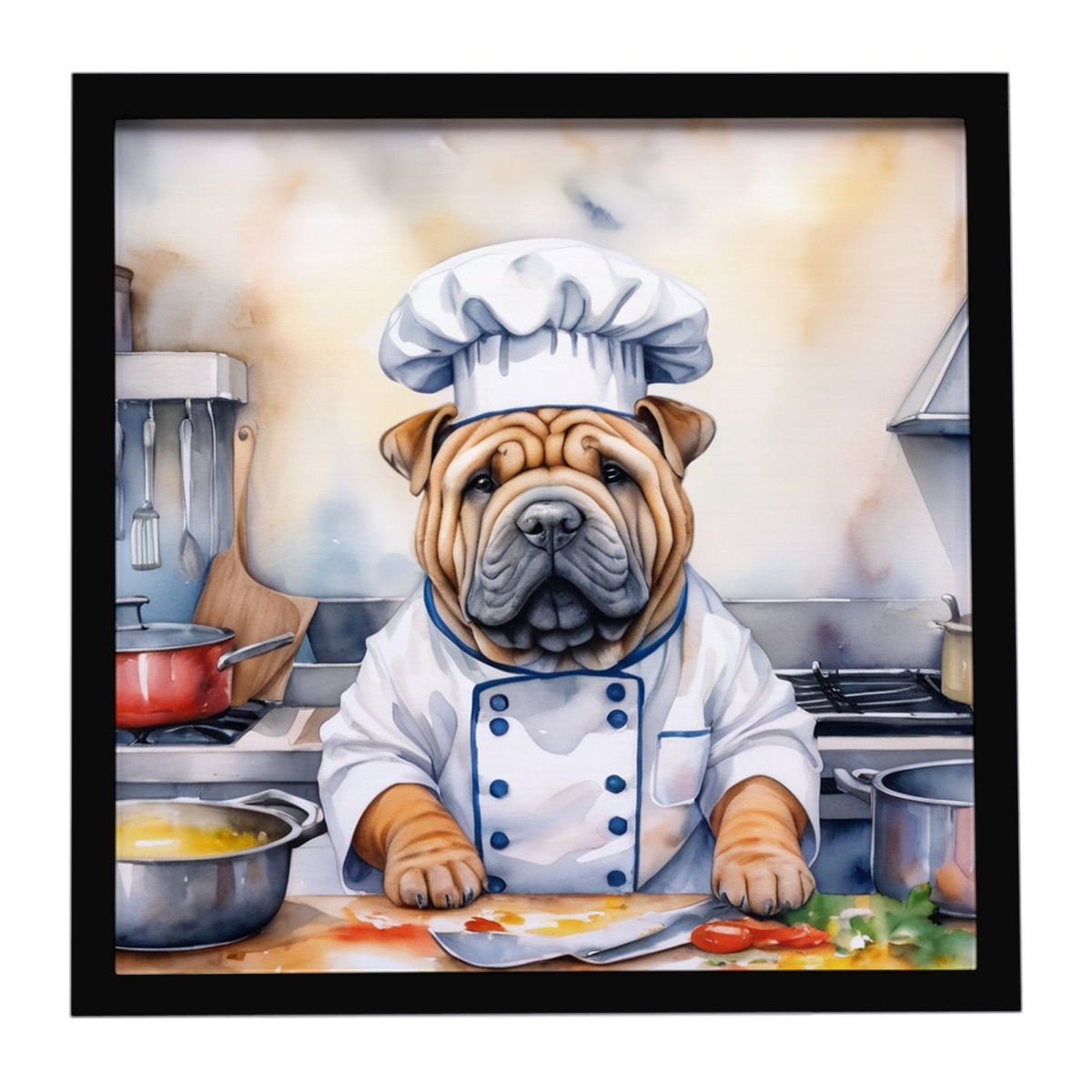 DAC6324MFP88 8 x 8 in. Shar Pei The Chef Framed Metal Print