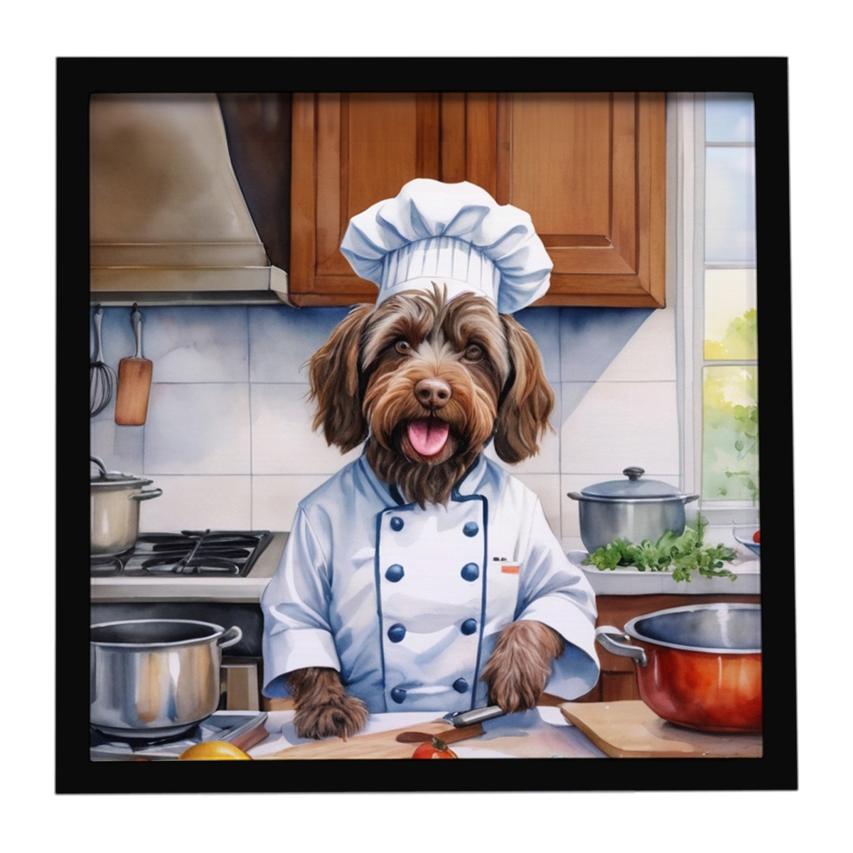 DAC6342MFP88 8 x 8 in. Wirehaired Pointing Griffon The Chef Framed Metal Print