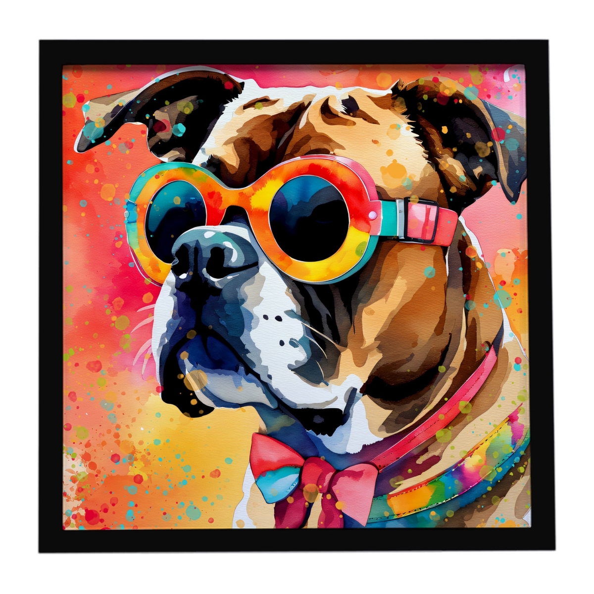 DAC2473MFP88 8 x 8 in. Boxer Hippie Dawg Framed Metal Print