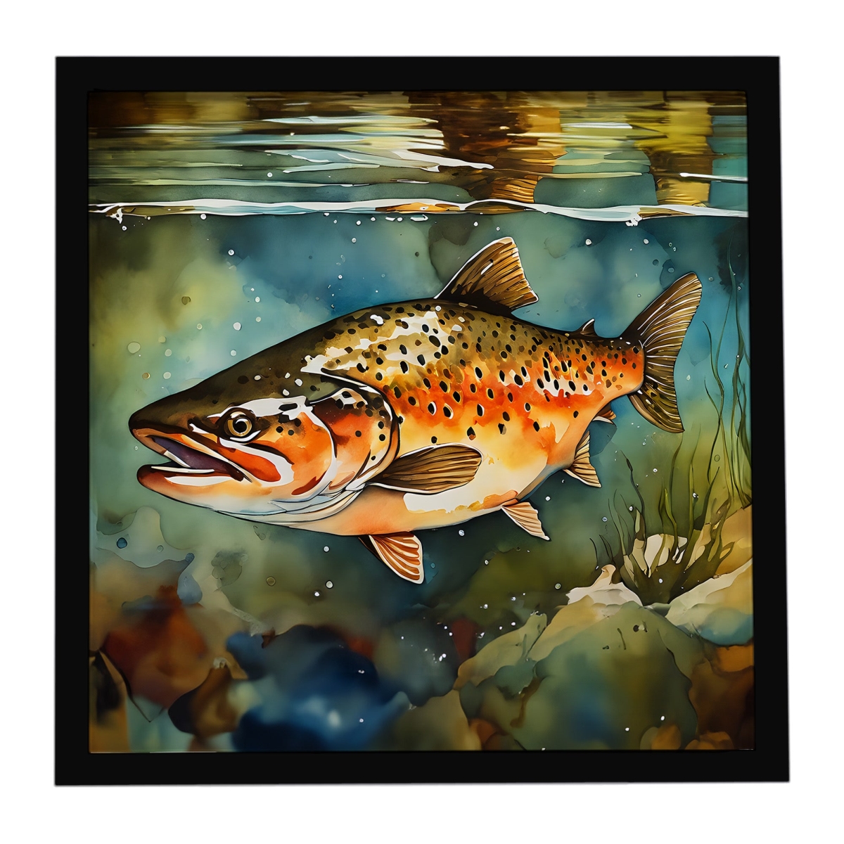 DAC2780MFP88 8 x 8 in. Brown Trout Framed Metal Print
