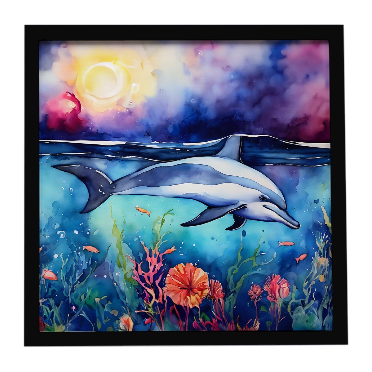 DAC2782MFP88 8 x 8 in. Dolphin Framed Metal Print