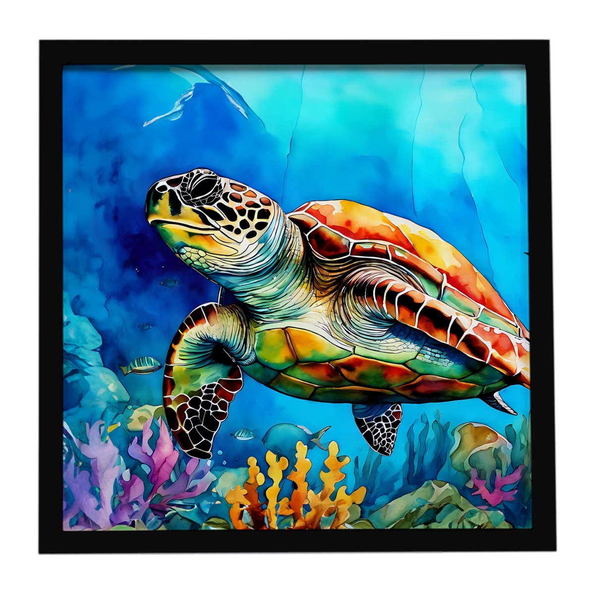 DAC2805MFP88 8 x 8 in. Loggerhead Sea Turtle Framed Metal Print