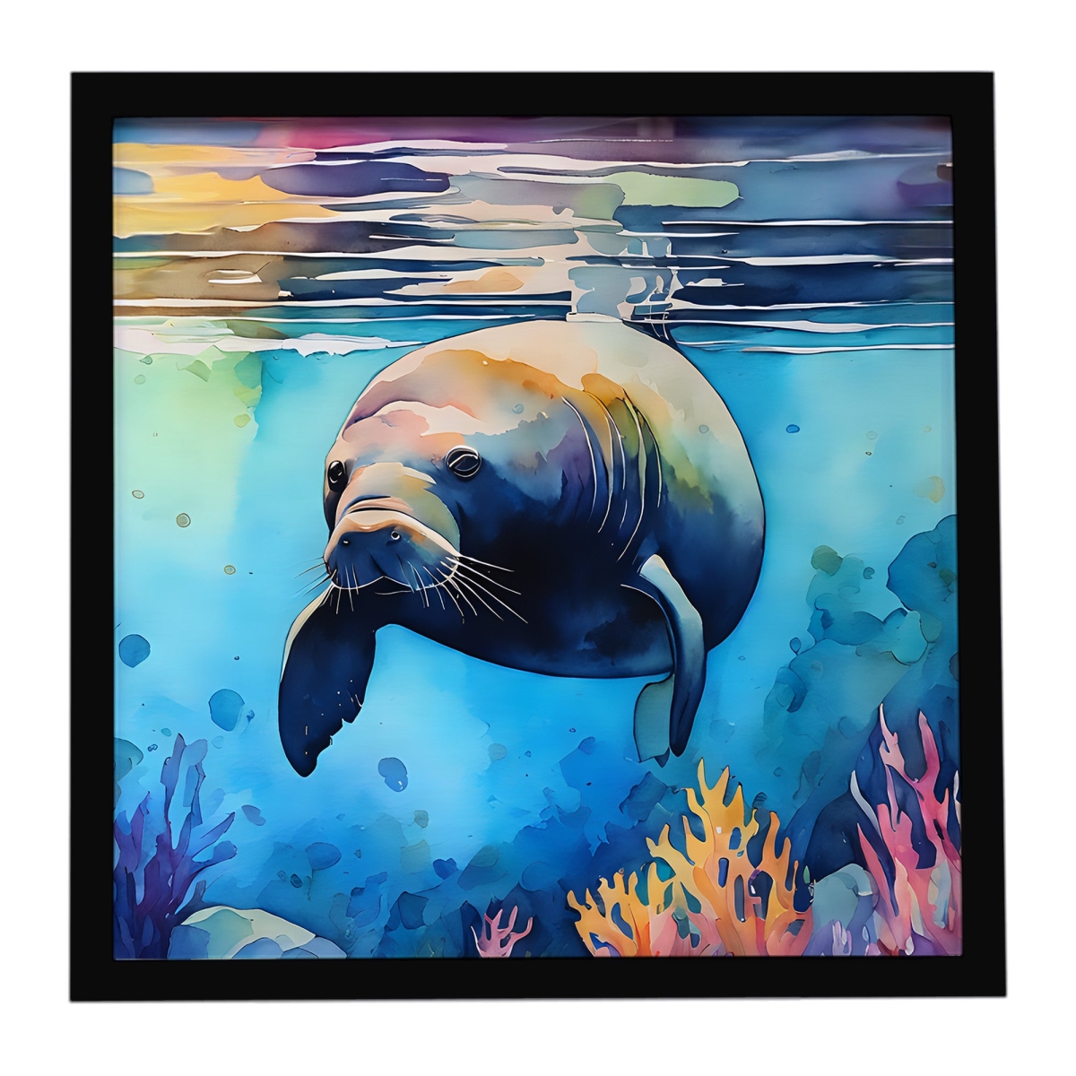 DAC2810MFP88 8 x 8 in. Manatee Framed Metal Print