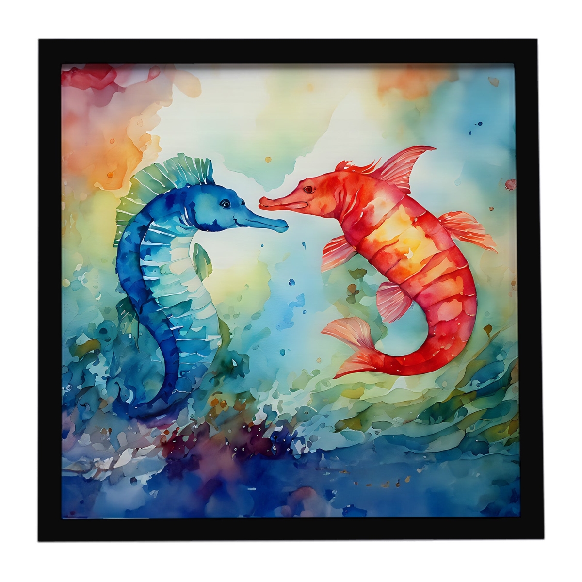 DAC2822MFP88 8 x 8 in. Seahorses Framed Metal Print