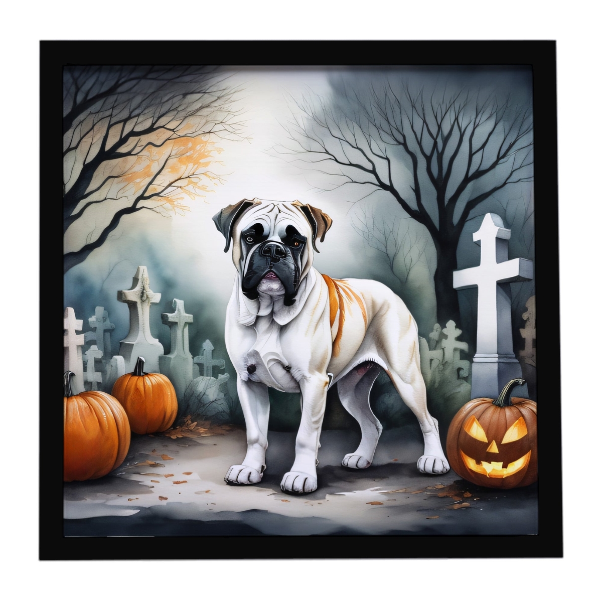 DAC2025MFP88 8 x 8 in. Boxer Spooky Halloween Framed Metal Print