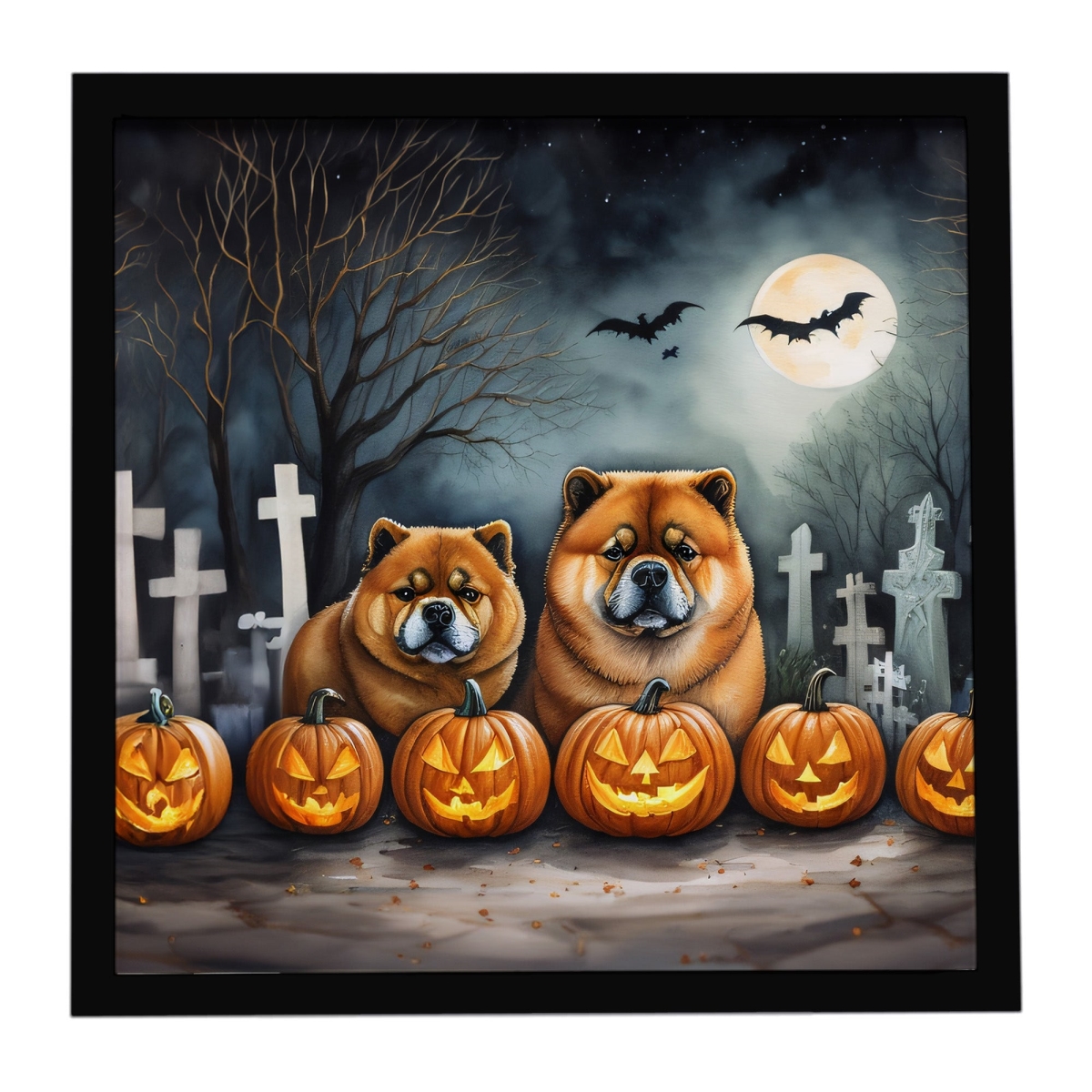 DAC2034MFP88 8 x 8 in. Chow-Chow Spooky Halloween Framed Metal Print