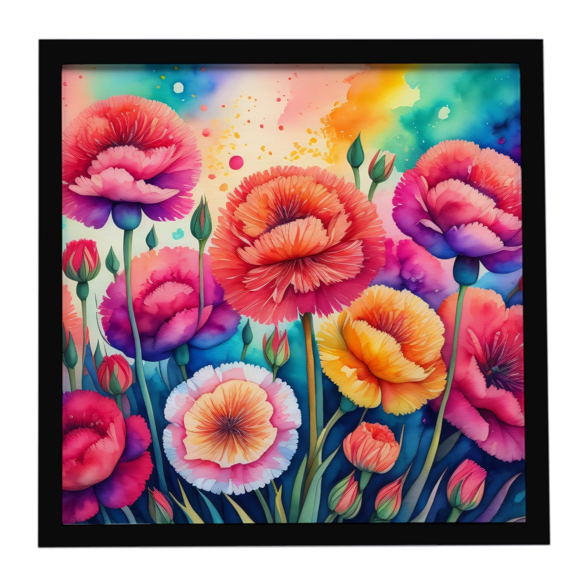 DAC1939MFP88 8 x 8 in. Colorful Carnations Framed Metal Print