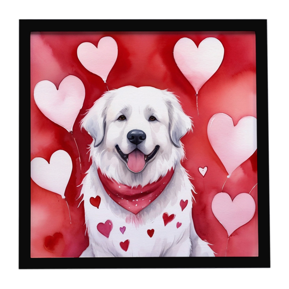DAC5357MFP88 8 x 8 in. Great Pyrenees My Valentine Framed Metal Print