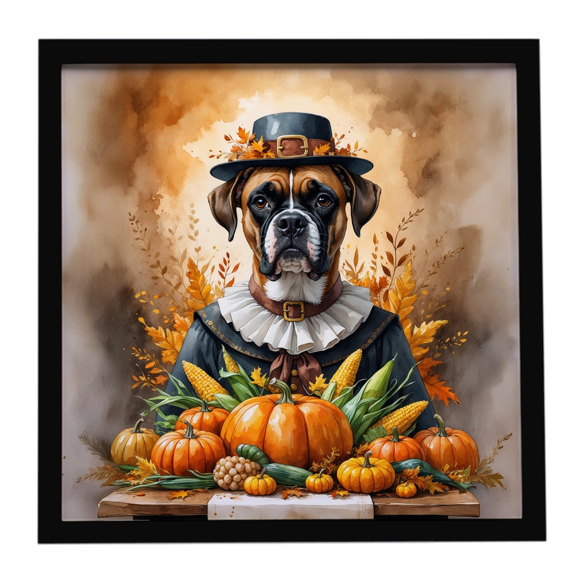 DAC8305MFP88 8 x 8 in. Boxer Thanksgiving Framed Metal Print
